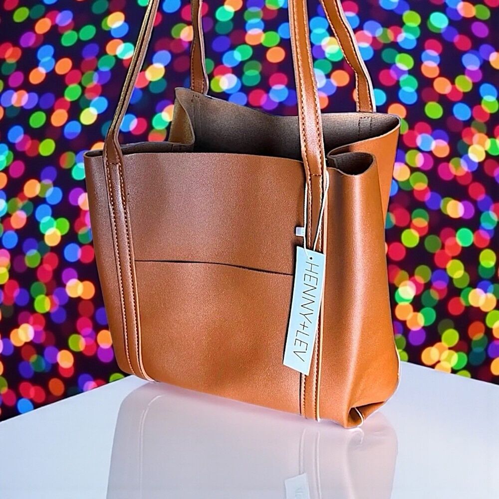 HENNY + LEV Danielle Tote Bag in Cognac with Dust bag New With Tags MSRP $129.99